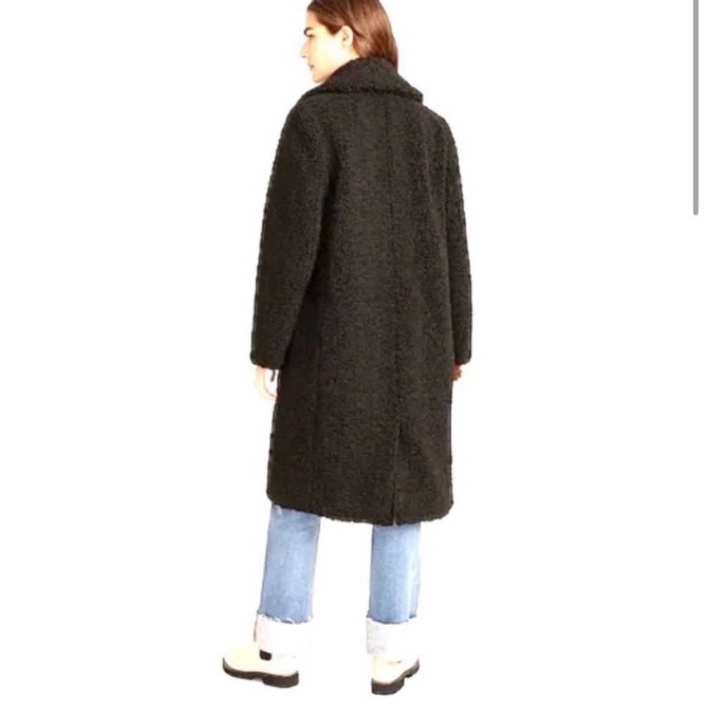 J. Crew Teddy Sherpa Black Double Breasted Coat #BA548 Medium Petite - Picture 3 of 8
